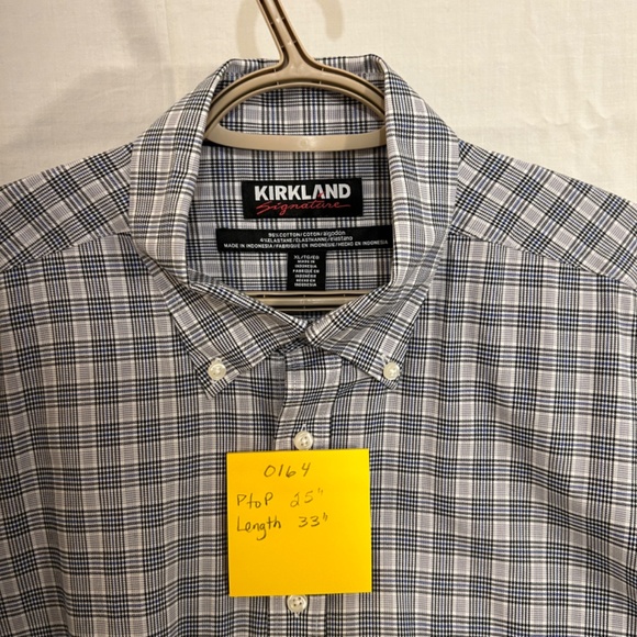 Men's Long Sleeve Casual Button Down Black and White check shirt by Kirkland XL - Picture 5 of 5